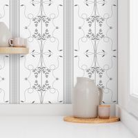 Wallflower Arabesque: Pure Gray Floral Stripe