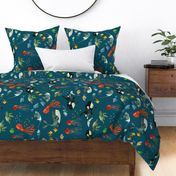 Ocean Pals - Large Scale on Dark Teal Rotated