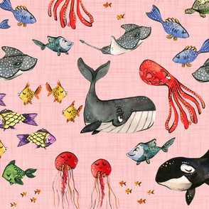 Ocean Pals - Large Scale on Pink