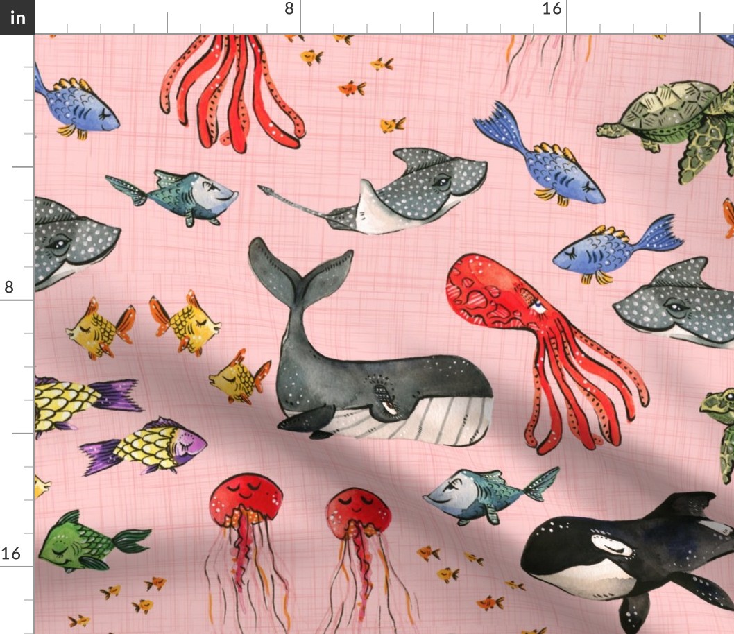 Ocean Pals - Large Scale on Pink