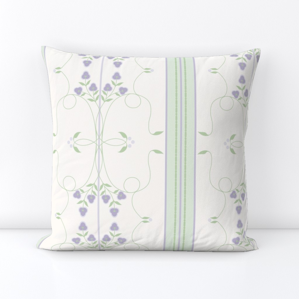 Wallflower Arabesque: Violet Purple Floral Stripe