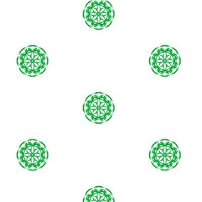 Fancy Emerald Flower Buttons on White