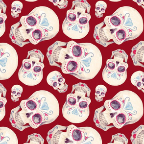 Red sugar skulls