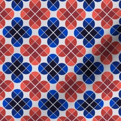 Geometric Pattern: Flower: Four Petal: Blue/Red