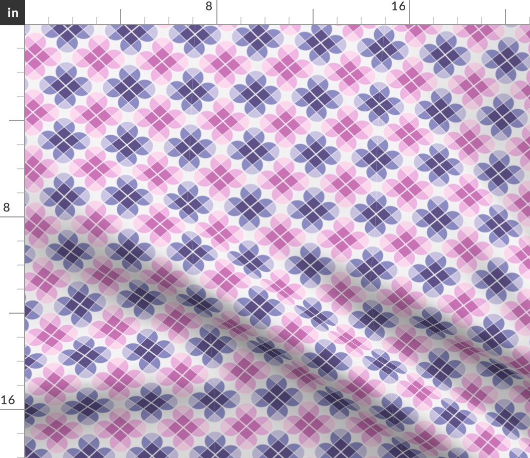 Geometric Pattern: Flower: Four Petal: Pink/Purple