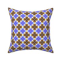 Geometric Pattern: Flower: Four Petal: Blue/Brown