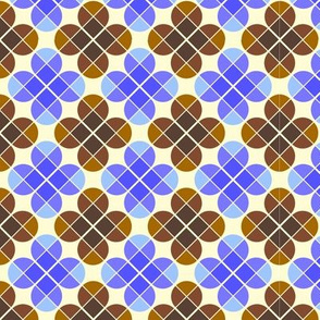 Geometric Pattern: Flower: Four Petal: Blue/Brown