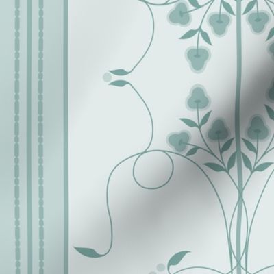 Wallflower Arabesque: Watery Blue Floral Stripe