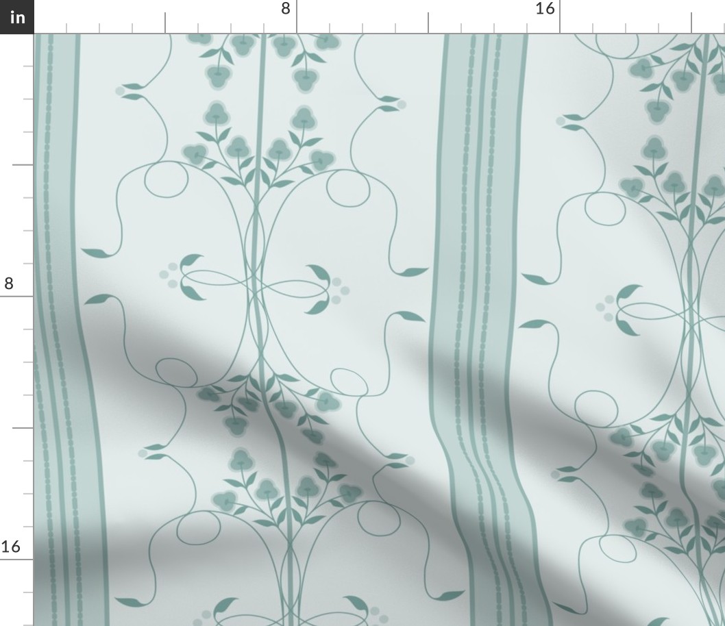 Wallflower Arabesque: Watery Blue Floral Stripe