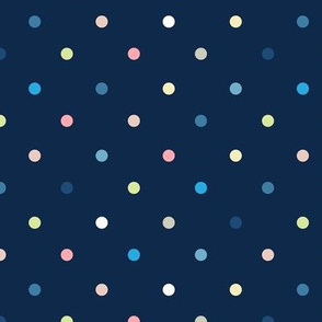 Colorful Polka Dots / Midnight Blue