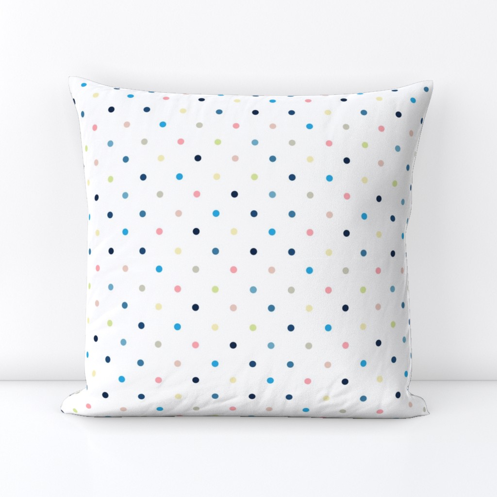 Colorful Polka Dots / White