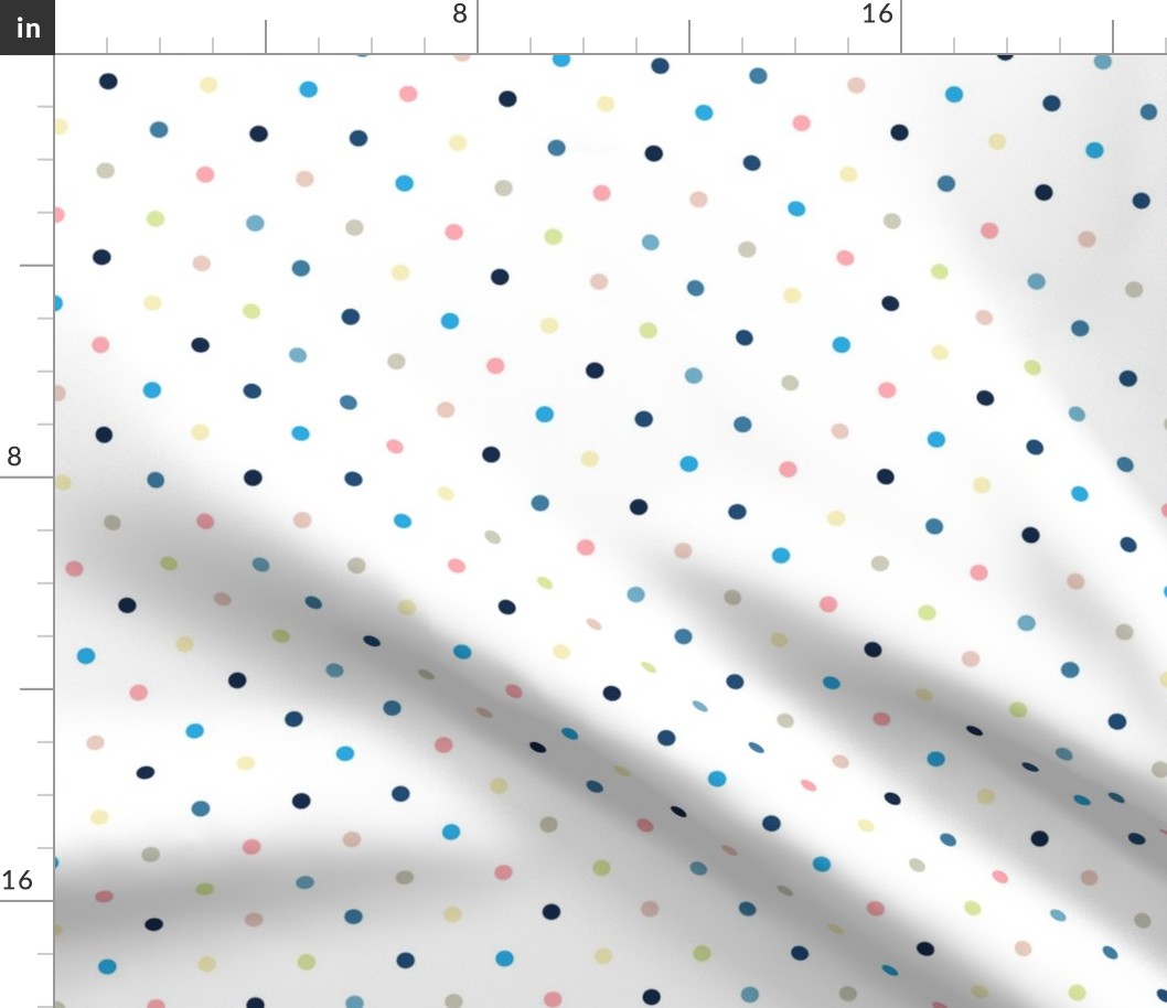 Colorful Polka Dots / White