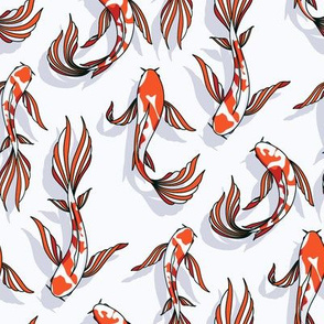 Carp koi fish print animal seamless pattern