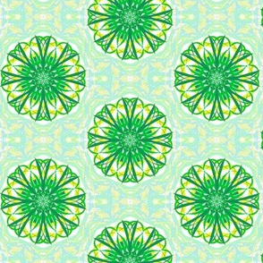 Ornate Flower Buttons on Pastel Mottle - Small Scale 