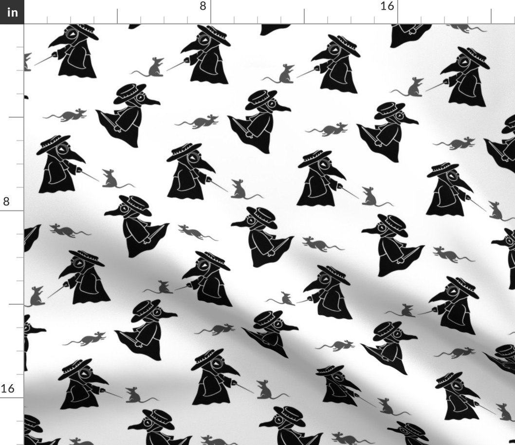 Chibi Plague Doctors Black on White