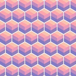 Geometric Pattern: Cube Stripe: Sunset