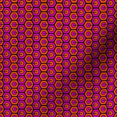 Geometric Pattern: Linked Hexagon: Orange/Pink