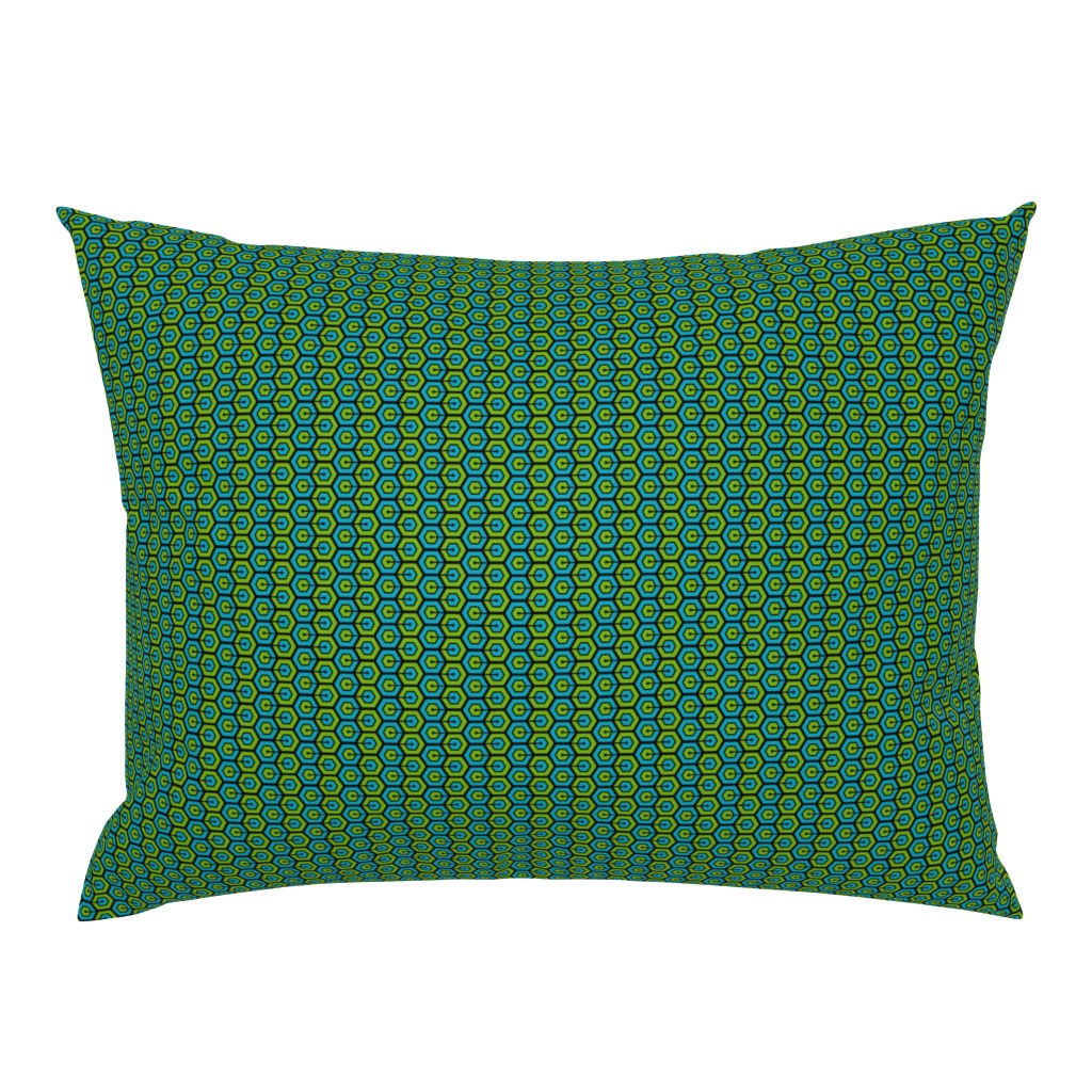 Geometric Pattern: Linked Hexagon: Blue/Green