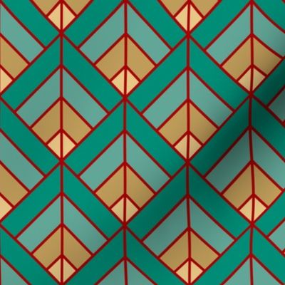Geometric Pattern: Art Deco Diamond: Turquoise