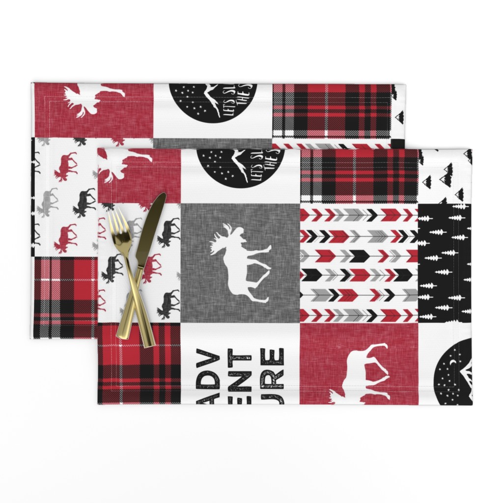 Adventure Moose Woodland Patchwork Plaid Red and Black (90)