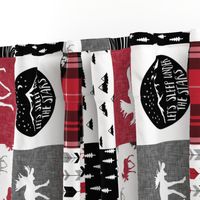 Adventure Moose Woodland Patchwork Plaid Red and Black (90)