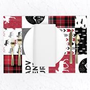 Adventure Moose Woodland Patchwork Plaid Red and Black (90)