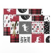 Adventure Moose Woodland Patchwork Plaid Red and Black (90)