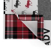 Adventure Moose Woodland Patchwork Plaid Red and Black (90)