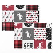 Adventure Moose Woodland Patchwork Plaid Red and Black (90)