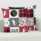 Adventure Moose Woodland Patchwork Plaid Red and Black (90)