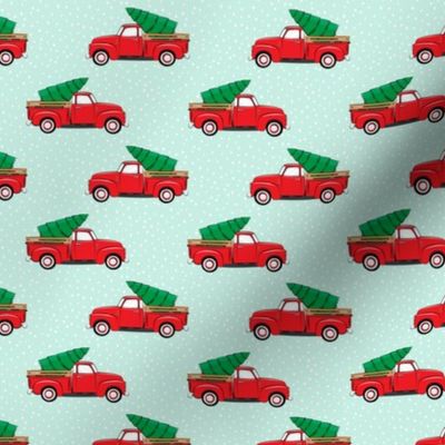(1" scale) vintage truck with tree - red and aqua