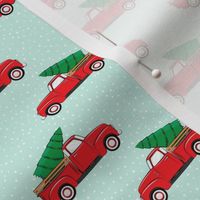 (1" scale) vintage truck with tree - red and aqua