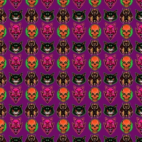 Retro Halloween (on purple, pink devils)
