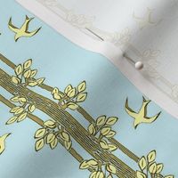 leaves and swallows - blue olive cream