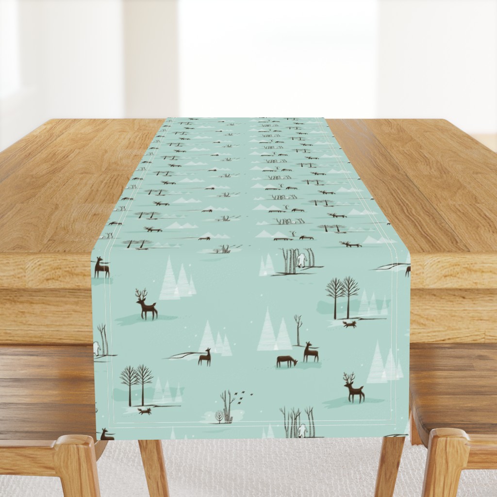 Yeti Toile in Mint and Dark Chocolate