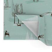 Yeti Toile in Mint and Dark Chocolate