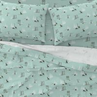 Yeti Toile in Mint and Dark Chocolate