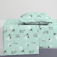 Yeti Toile in Mint and Dark Chocolate