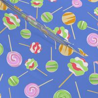 Lollipops on blue background