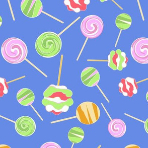 Lollipops on blue background