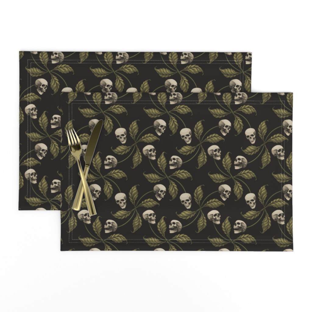 ★ CAMO CHERRY SKULL ★ Olive Green - Very Large Scale / Collection : Cherry Skull - Rock 'n' Roll Old School Tattoo Print
