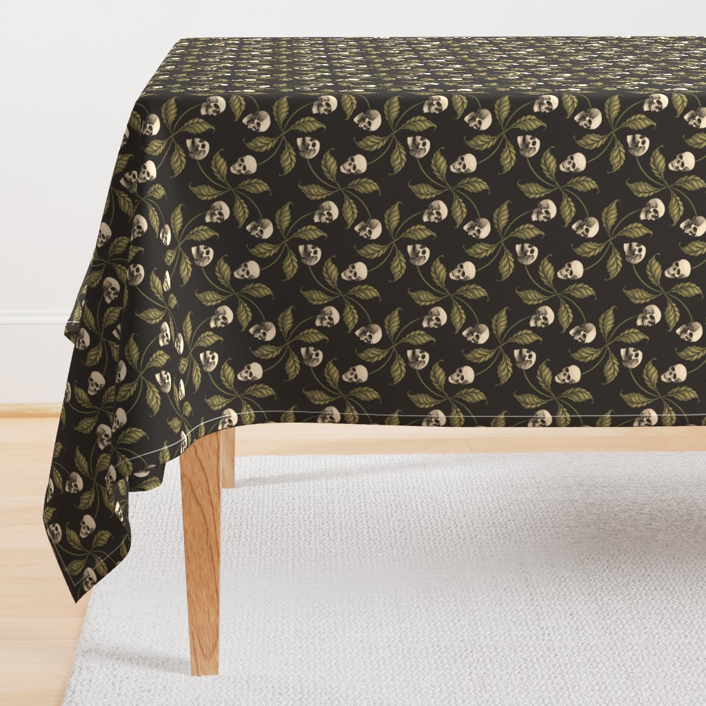 ★ CAMO CHERRY SKULL ★ Olive Green - Very Large Scale / Collection : Cherry Skull - Rock 'n' Roll Old School Tattoo Print