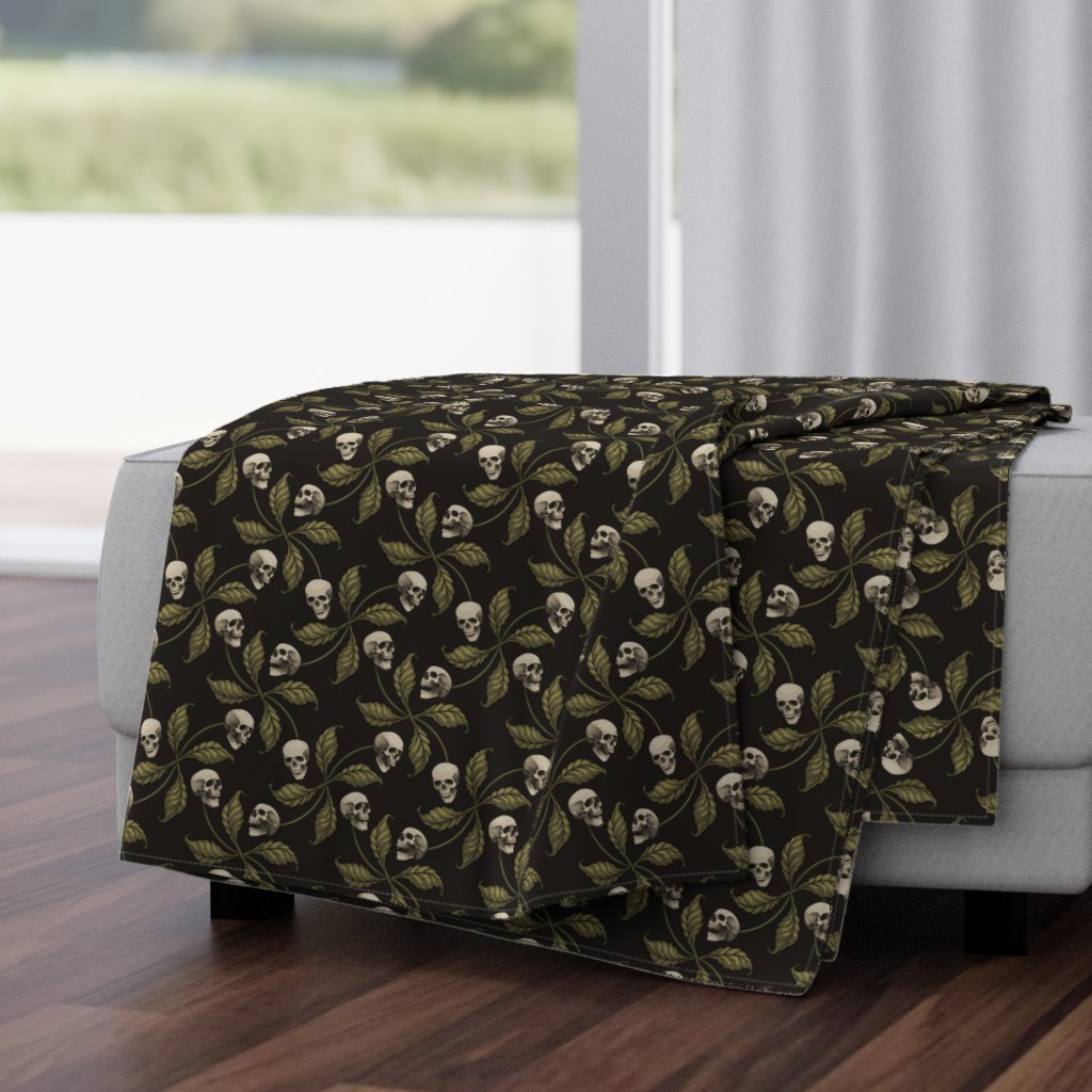 ★ CAMO CHERRY SKULL ★ Olive Green - Very Large Scale / Collection : Cherry Skull - Rock 'n' Roll Old School Tattoo Print