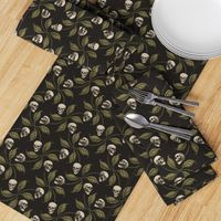 ★ CAMO CHERRY SKULL ★ Olive Green - Very Large Scale / Collection : Cherry Skull - Rock 'n' Roll Old School Tattoo Print