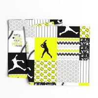 Softball - Dirt & Bling - Wholecloth Cheater Quilt - Rotated