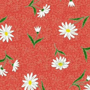 daisies on red
