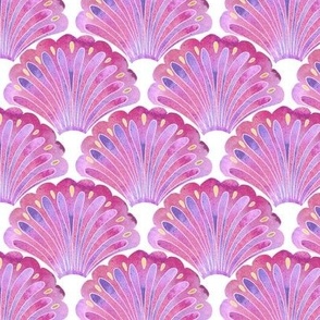 Pink and Purple Watercolour Mermaid Ocean Seashells