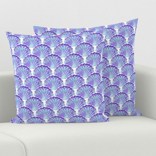 Purple and Blue Watercolour Mermaid Ocean Seashells