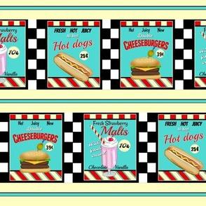 50s diner food  signs small / stripes 