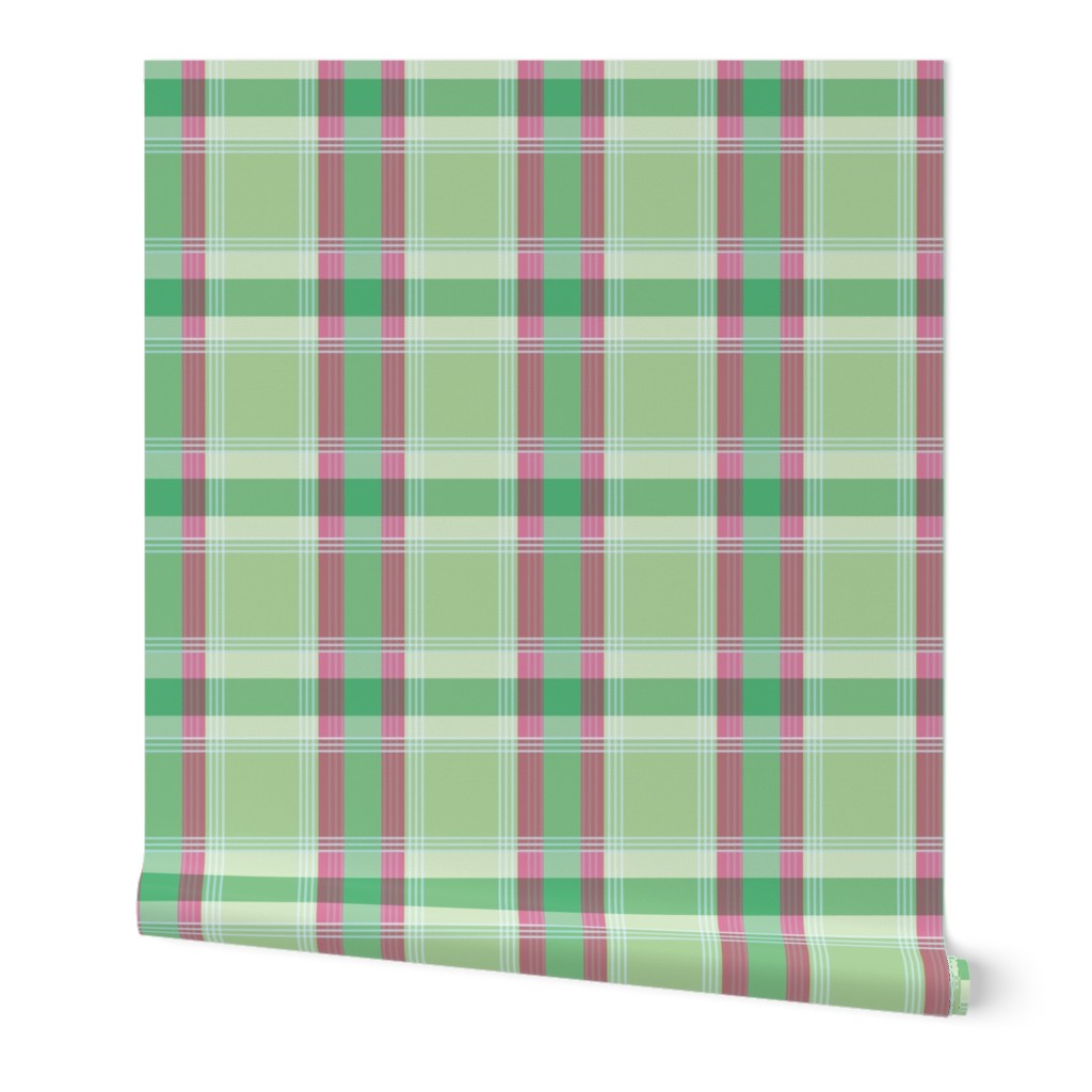 Plaid pattern green and pink